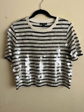 J crew Broken-in jersey striped T-shirt with sequins